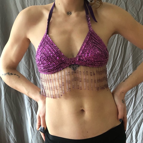 Hand Beaded and Sequinned Bikini Top - Picture 2 of 2